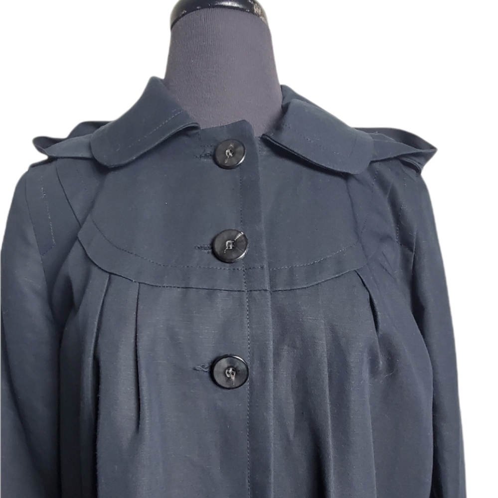 Sandro Paris pleated jacket T40 US 8 black button front coat minimalist chic - Picture 3 of 6